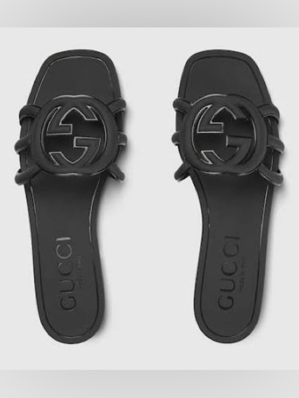 Gucci Black Interlocking GG Slide Sandals